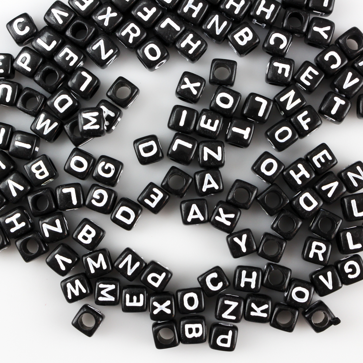 Plastic Black Vertical Hole Mixed Number Beads, 8mm Cube, 150 beads