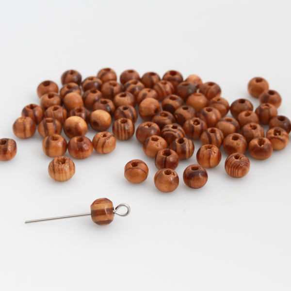 Pine Wood Beads - 6mm Round Brown Mala Prayer Beads or Five Decade Rosary 60pcs