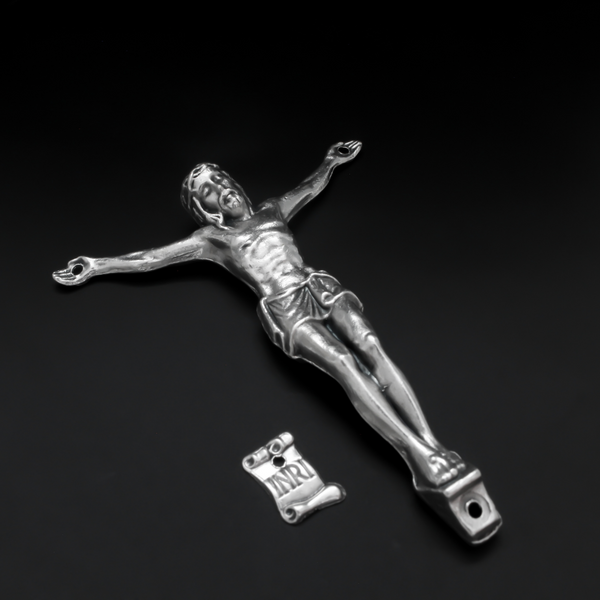 Silver Corpus for Crucifix - Body of Christ 3-1/4" long w/ pre dilled 2mm holes