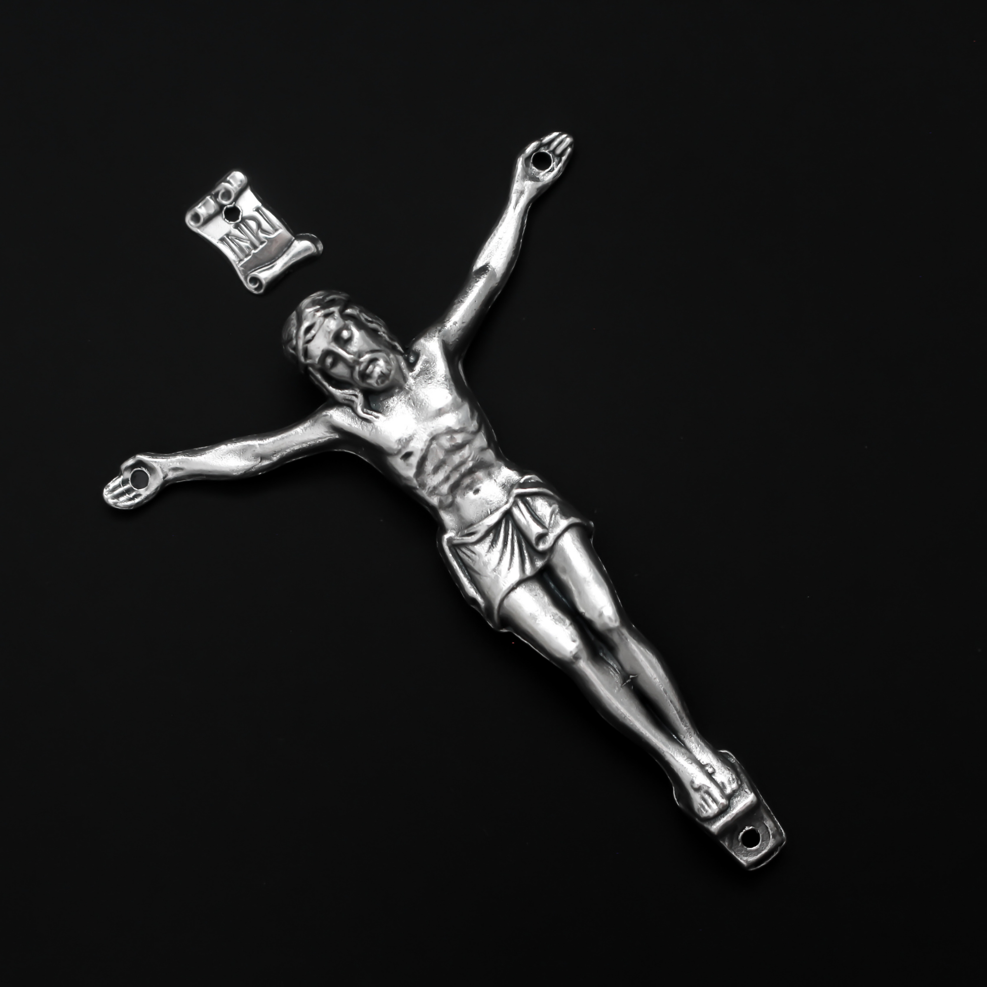 Silver Corpus for Crucifix - Body of Christ 3-1/4" long w/ pre dilled 2mm holes