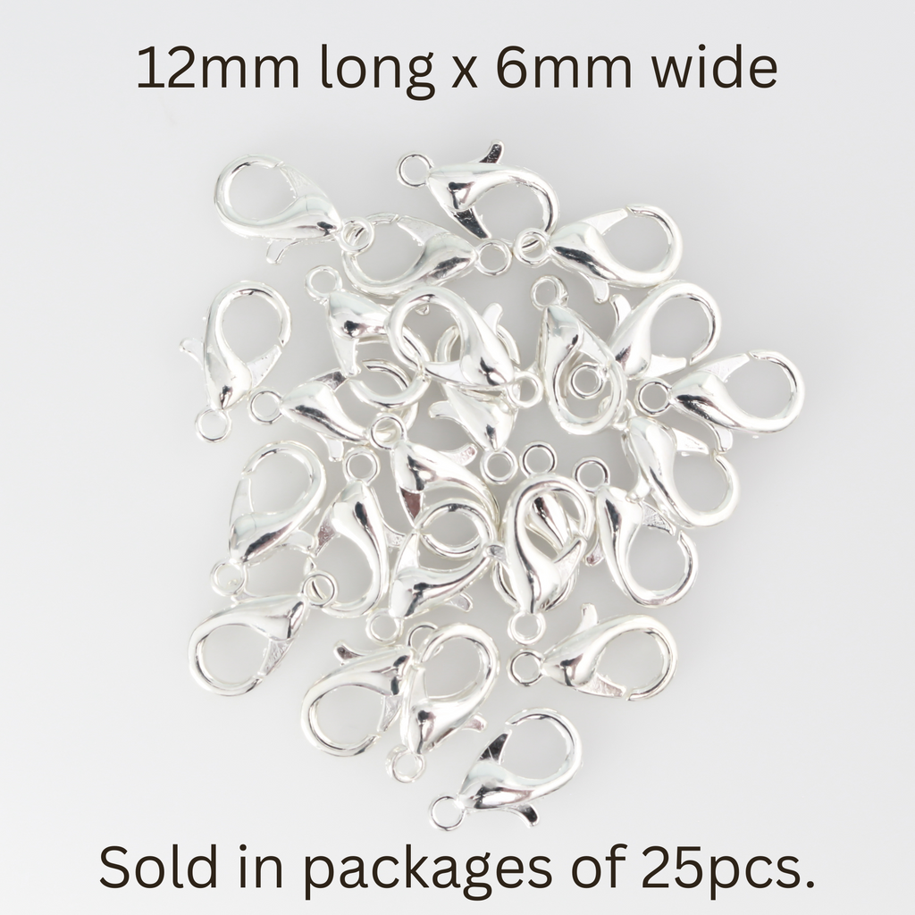 12mm 25pcs Silver Lobster Clasps for Jewelry Making 