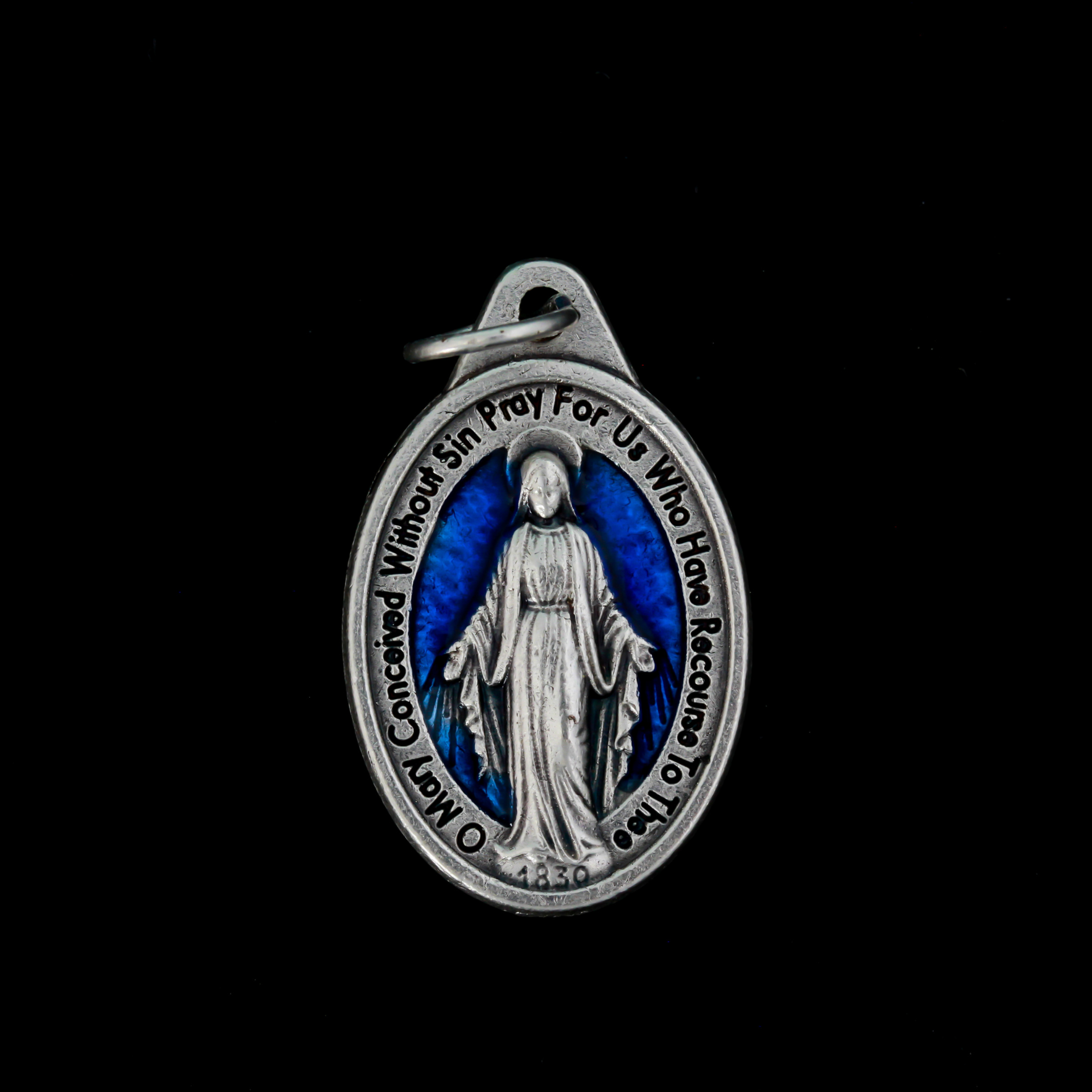 Catholic Blue Enamel Miraculous Medal Mary XL Large 1 and 3/4 Italy