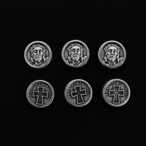 Holy Face of Christ Metal Spacer Beads - Le Sangre De Cristo - 9.5mm in diameter, 60pcs