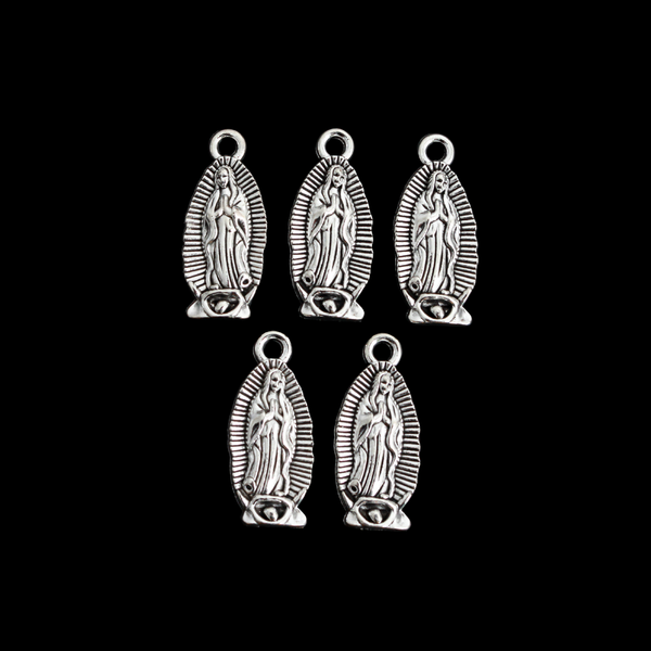 Our Lady of Guadalupe Charms in Antique Silver, 22x9.5mm - 5pcs