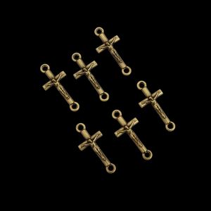 Bronze Crucifix Cross Connector Links for Bracelets, Rosaries, Chaplets 6pcs