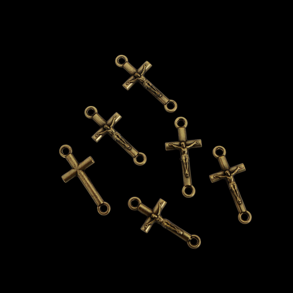 Bronze Crucifix Cross Connector Links for Bracelets, Rosaries, Chaplets 6pcs