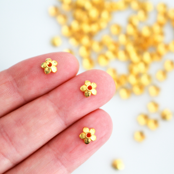 Gold Flower Bead Caps 6mm in diameter (Fit beads 6-10mm) Sold in pkgs 120 caps