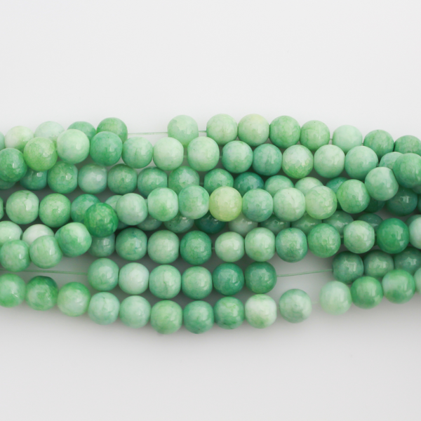 Opaque Green Marbled Crackle Glass Beads 8mm Round - One Strand, about 104pcs/strand