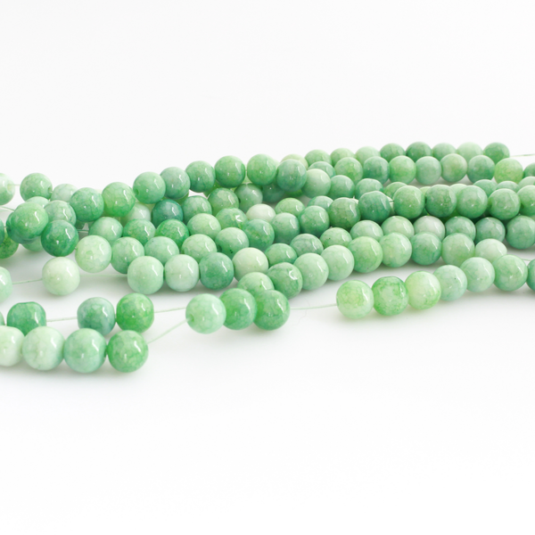 Opaque Green Marbled Crackle Glass Beads 8mm Round - One Strand, about 104pcs/strand