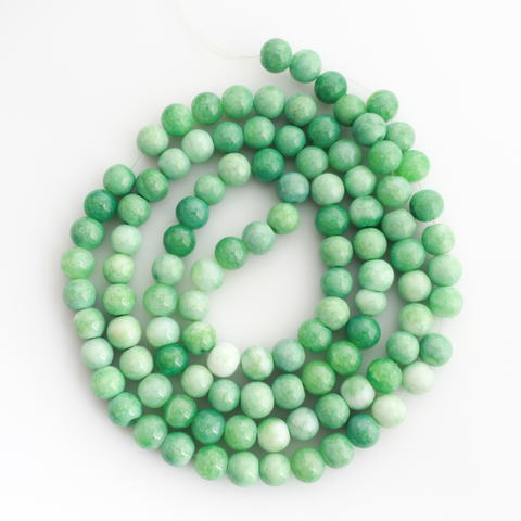 Opaque Green Crackle Glass Beads 8mm Round - One Strand, about 104pcs/strand