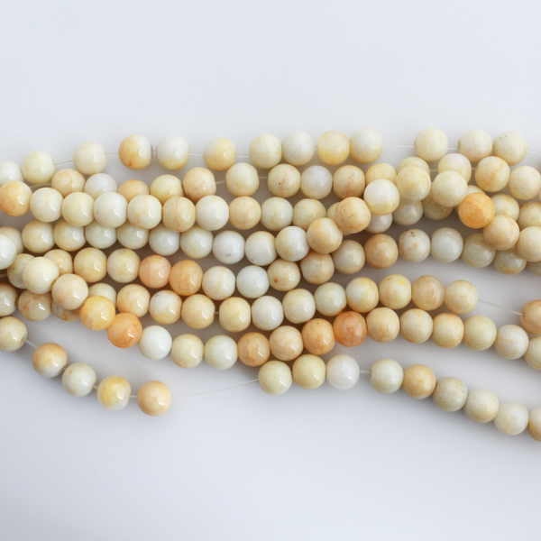 Opaque Cream and Beige Crackle Glass Beads 8mm Round - One Strand, about 104pcs/strand