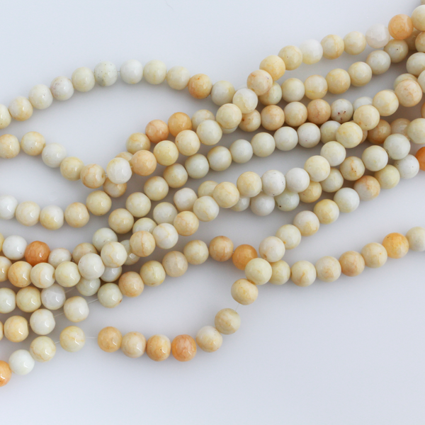 Opaque Cream and Beige Crackle Glass Beads 8mm Round - One Strand, about 104pcs/strand