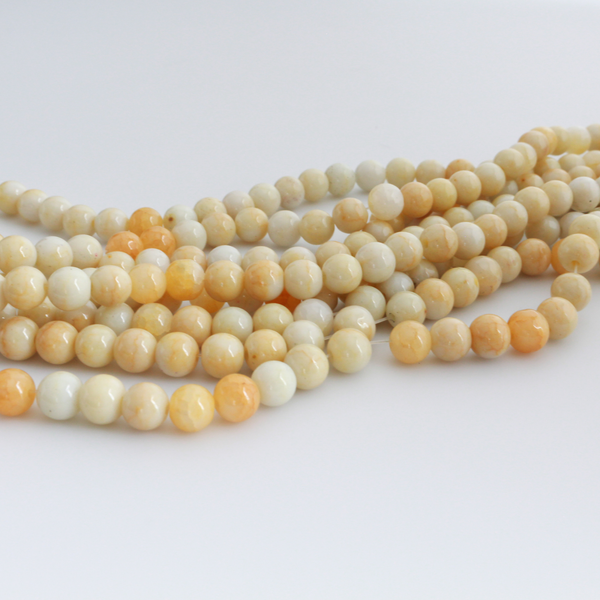 Opaque Cream and Beige Crackle Glass Beads 8mm Round - One Strand, about 104pcs/strand