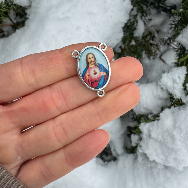 Immaculate Heart of Mary Sacred Heart of Jesus Color Image Rosary Centerpiece