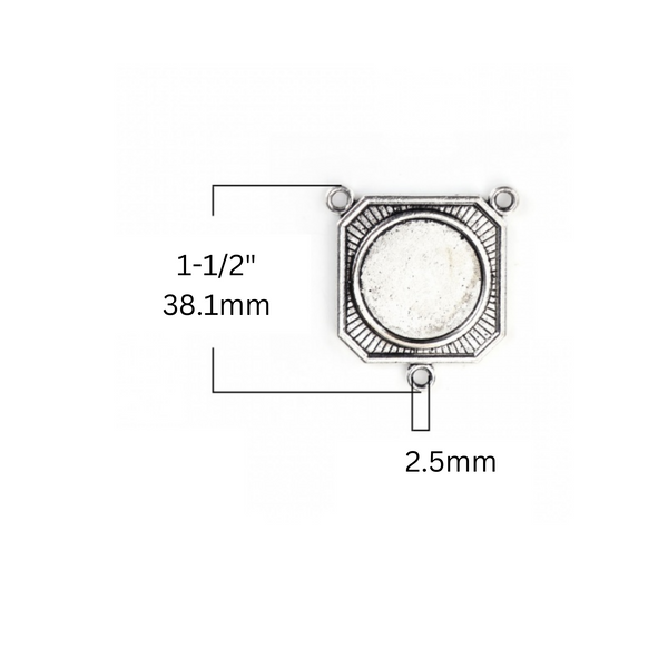 Silver Rosary Centerpiece Blank Bezel Trays - Fits 22mm Round Cabochon, 5pcs