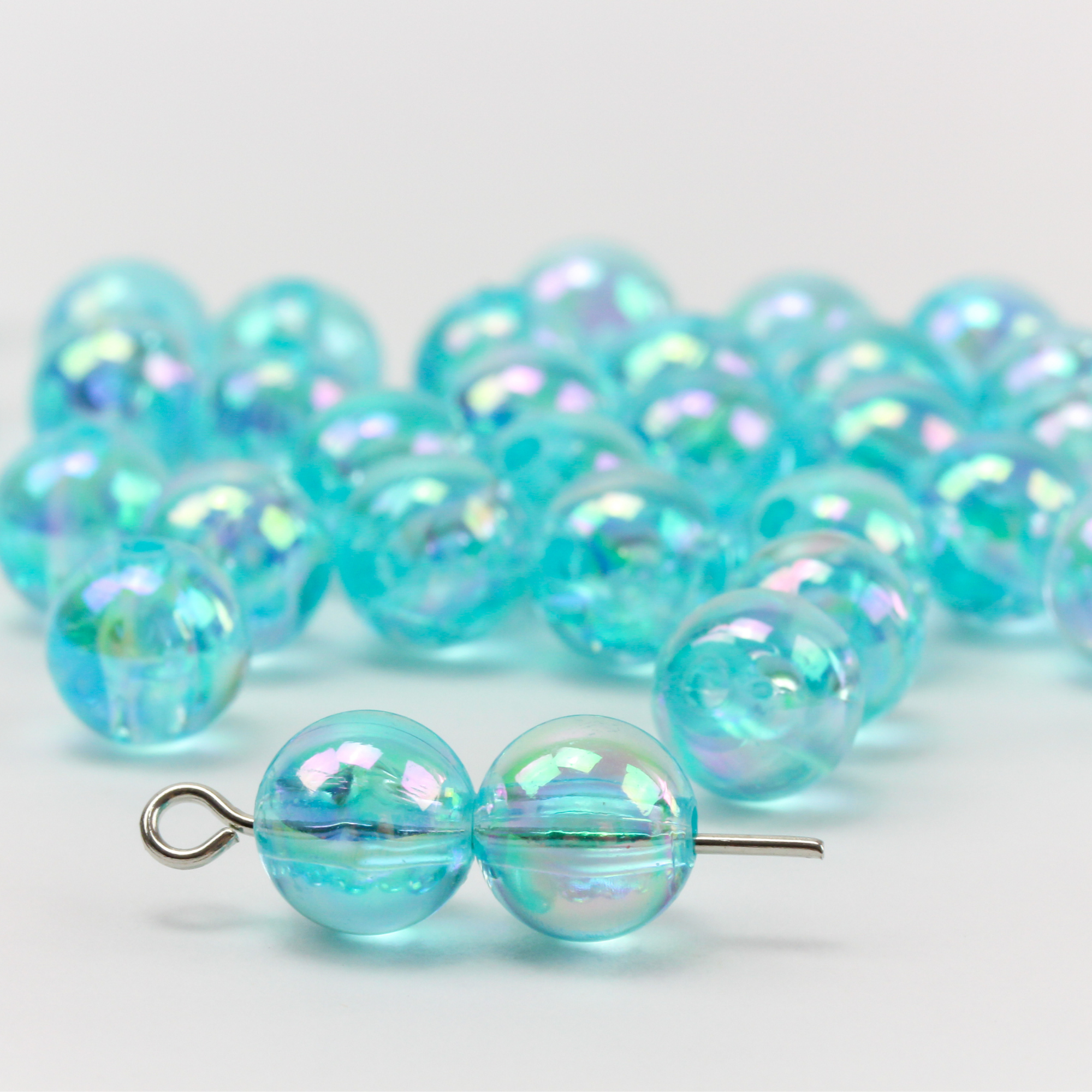 Diamond Shape 15x11mm Glass Beads TRANSPARENT IRIS BLUE