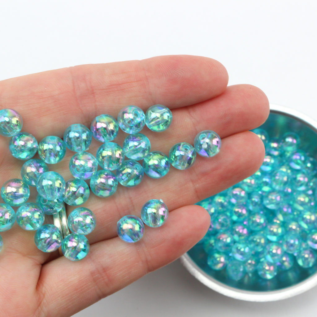 Light Blue Cat Eye Glass Beads, 6mm Smooth Round - Golden Age Beads