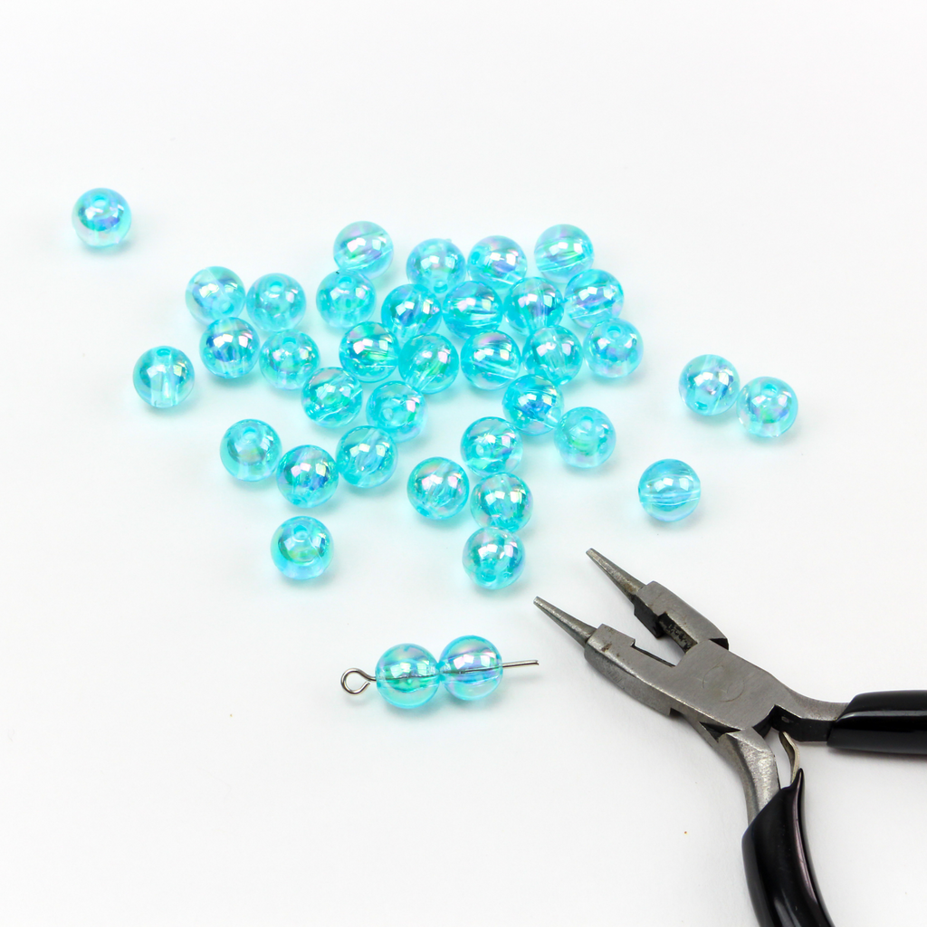 4mm Round Glass Beads - Opaque Aqua Blue AB - 120 – funkyprettybeads
