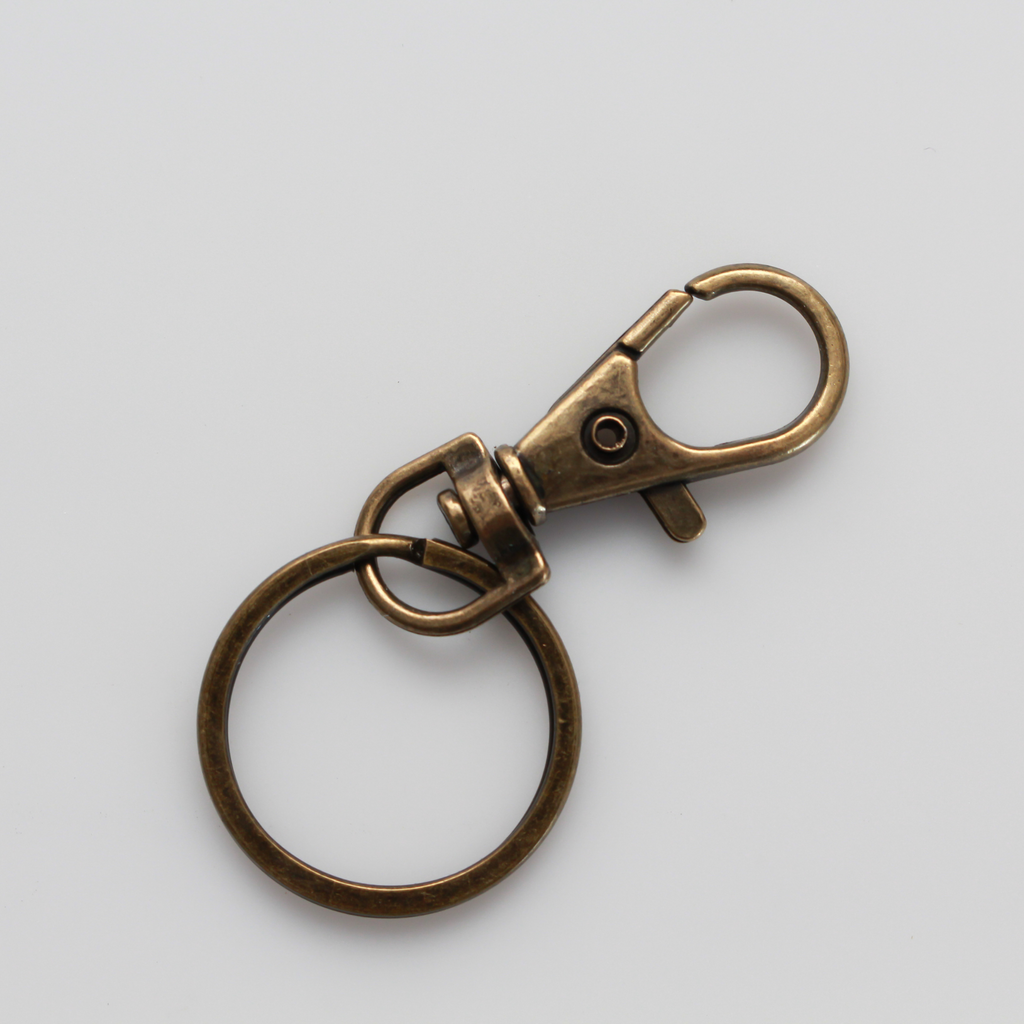 Key ring with lobster claw clasp and swivel eyelets, antique brass, 2pcs