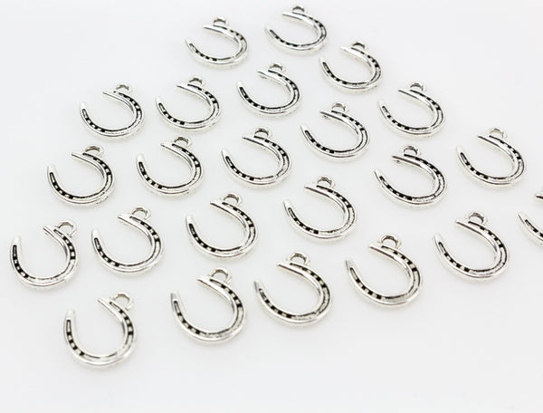 Lucky Horseshoe Charms - Silver Tone 25pcs