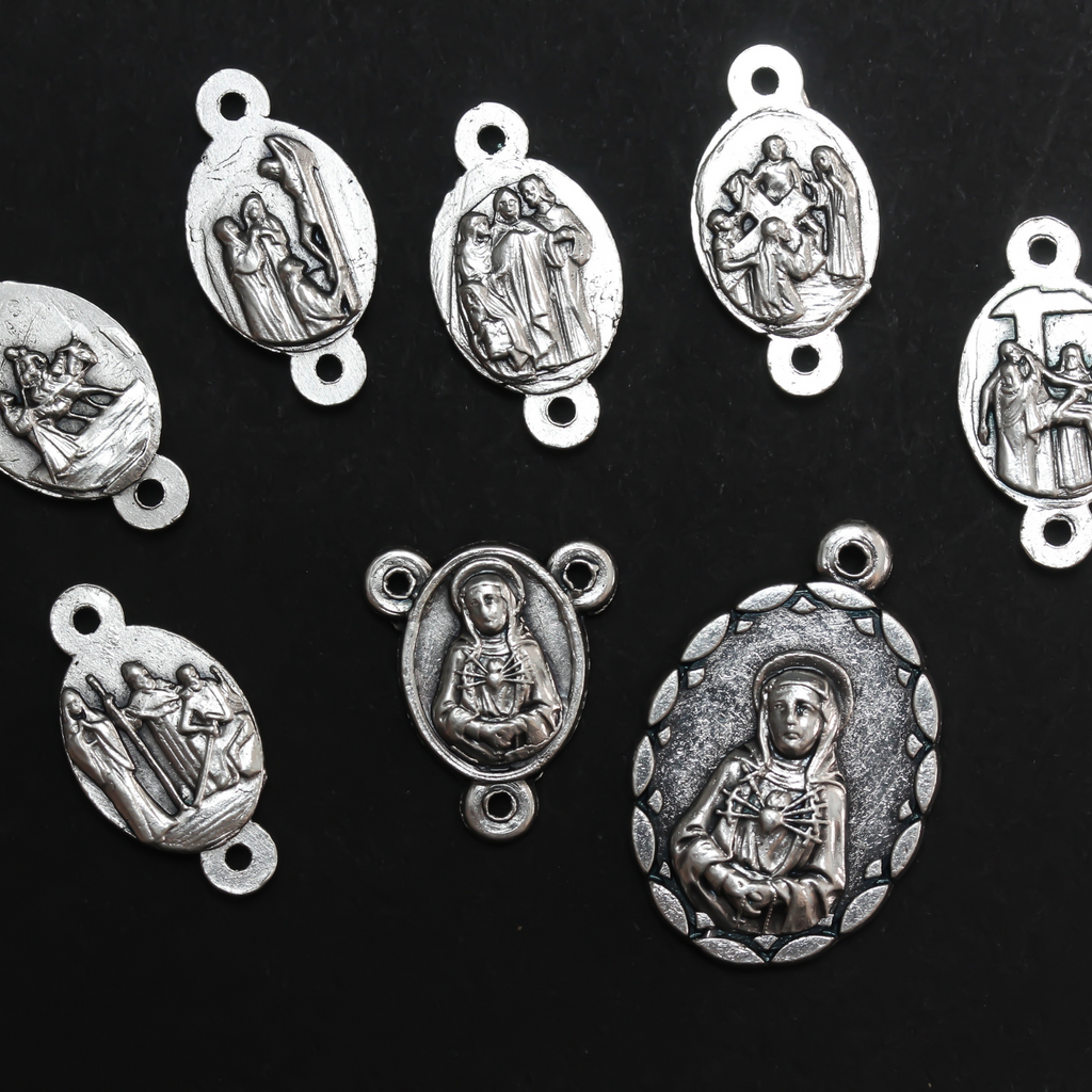 Buy Cottvott 40pcs Seven Sorrows Rosary Centerpiece Our Lady Jesus