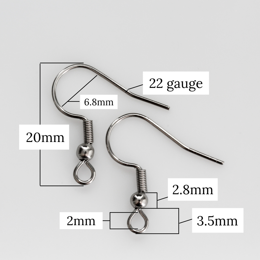 Bronze Earring Hooks with Horizontal Loop - 23 gauge, 30 pieces