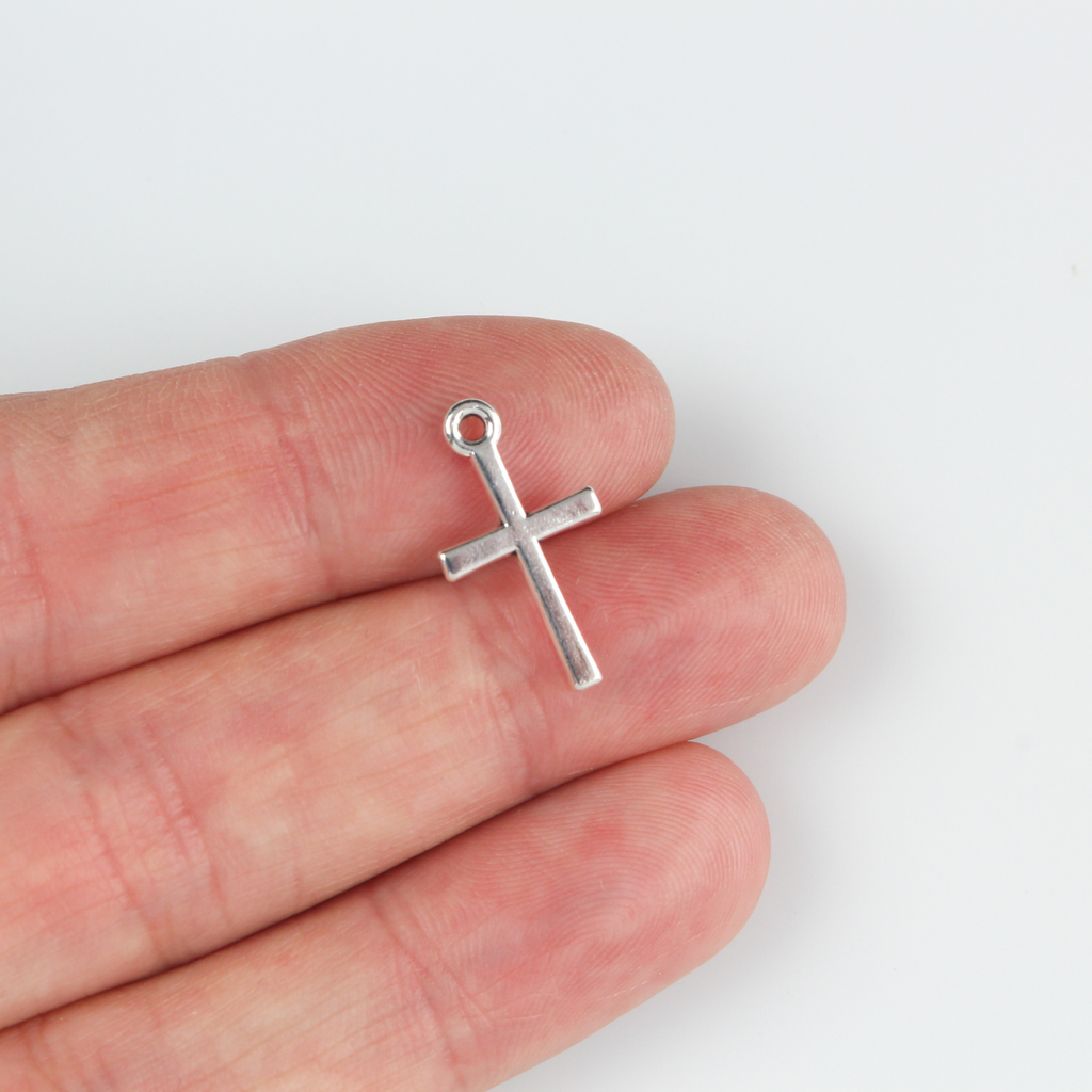 Silver Cross Charms for Jewelry Making Pewter